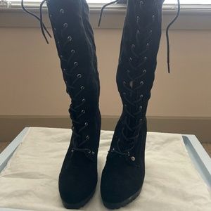 Black suede boots